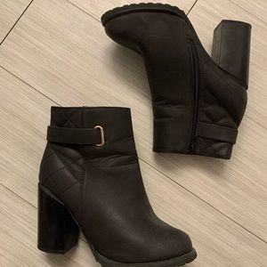 Black leather booties